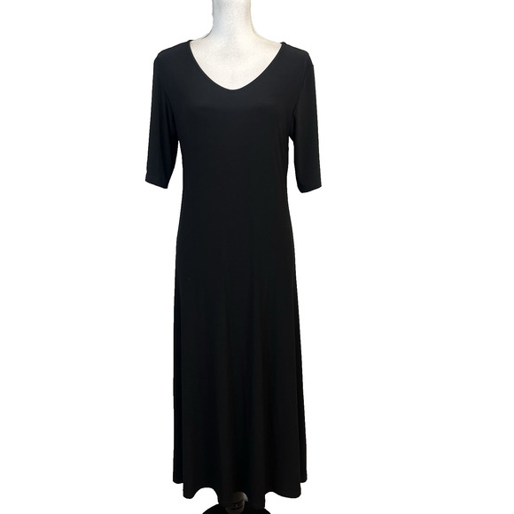 Attitudes by Renee Classic Black Dress sz Medium Pet Long Slinky Stretch Modest - Picture 1 of 10